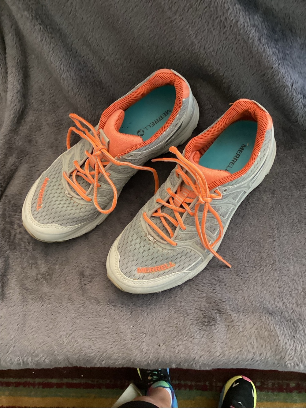 Merrell Women's Gray & Orange Lightweight Running Shoes Size 7.5